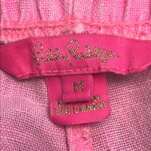 Lilly Pulitzer Pink Linen Pull On High Waist Shorts Size M Barbiecore - Picture 4 of 6